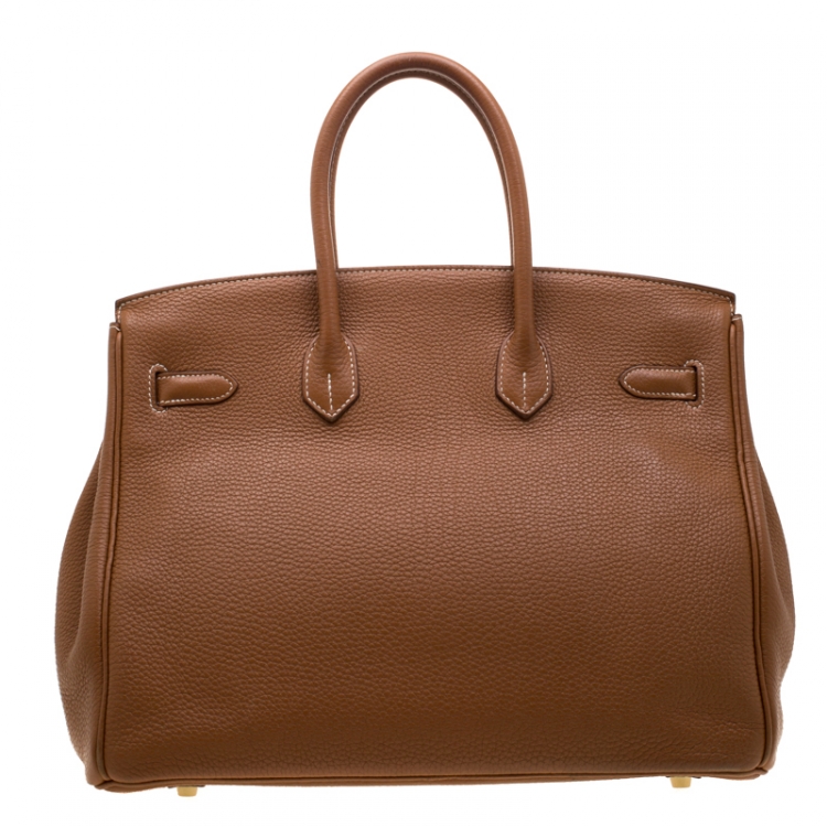 مملوكة مسبقًا Hermes Gold Togo Leather Gold Hardware Birkin 35 Bag