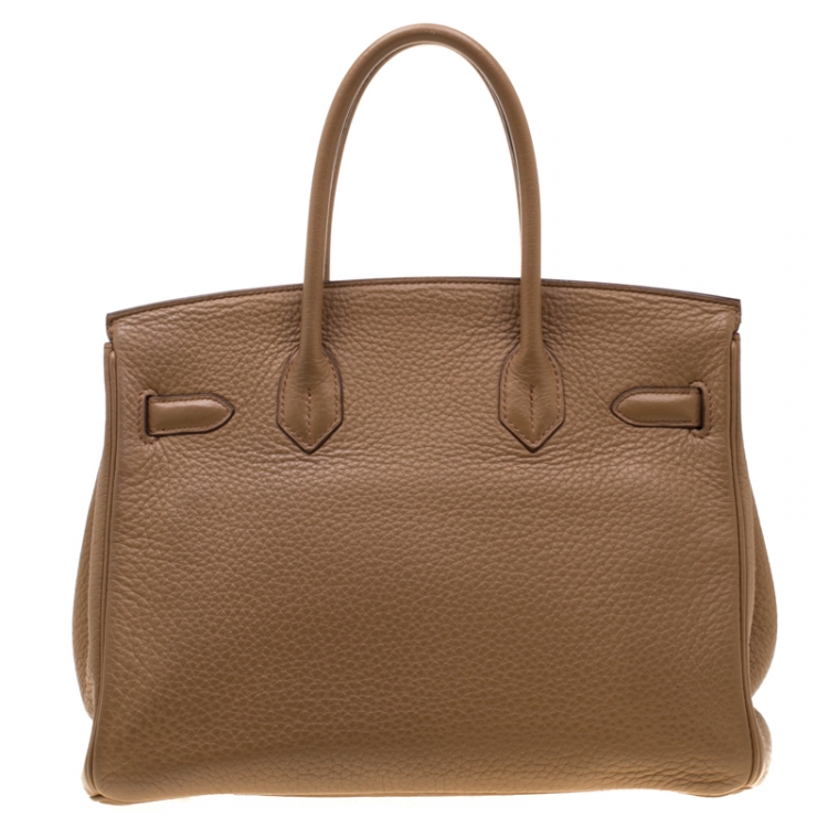 مملوكة مسبقًا Hermes Tabac Camel Clemence Leather Palladium Hardware Birkin 30 Bag