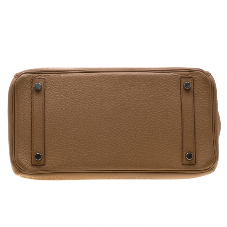 مملوكة مسبقًا Hermes Tabac Camel Clemence Leather Palladium Hardware Birkin 30 Bag