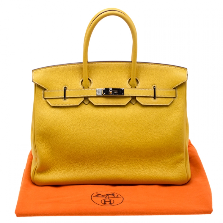 Pre Owned Hermes Cumin Chevre Mysore Leather Palladium Hardware Birkin 35 Bag