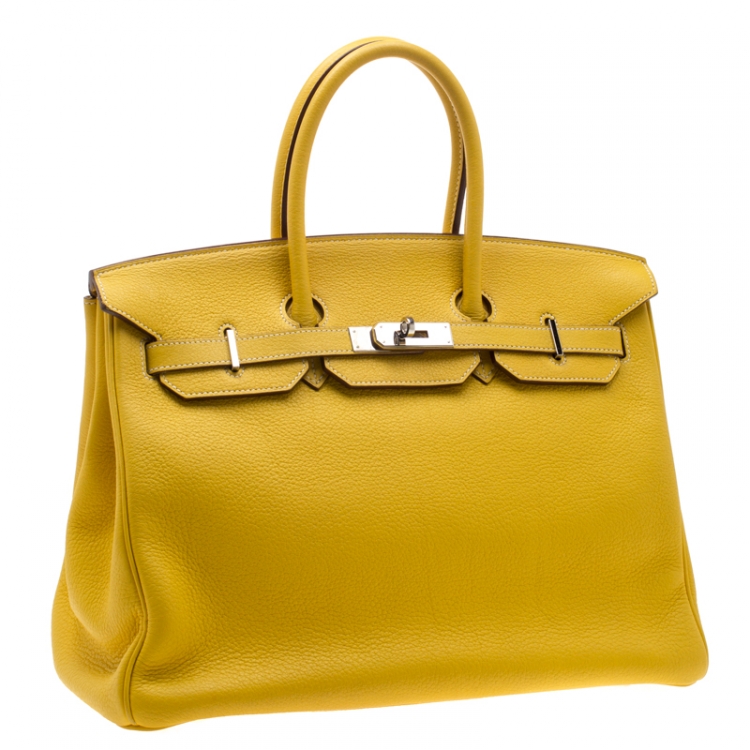 Pre Owned Hermes Cumin Chevre Mysore Leather Palladium Hardware Birkin 35 Bag