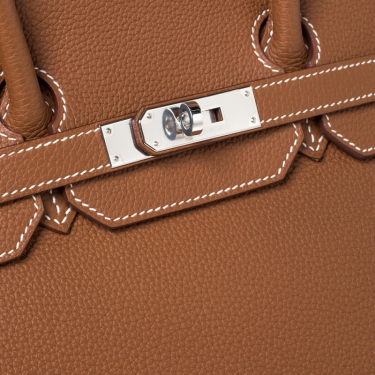 Pre Owned Hermes Gold Togo Leather Palladium Hardware Birkin 35 Bag