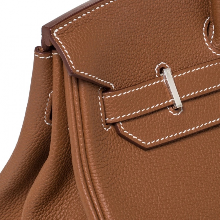 Pre Owned Hermes Gold Togo Leather Palladium Hardware Birkin 35 Bag