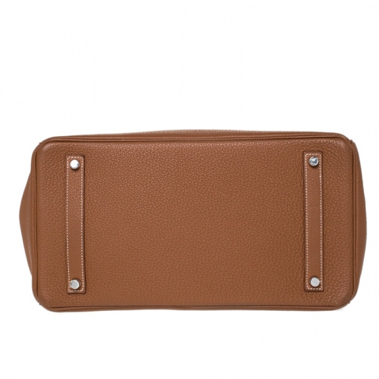 Pre Owned Hermes Gold Togo Leather Palladium Hardware Birkin 35 Bag