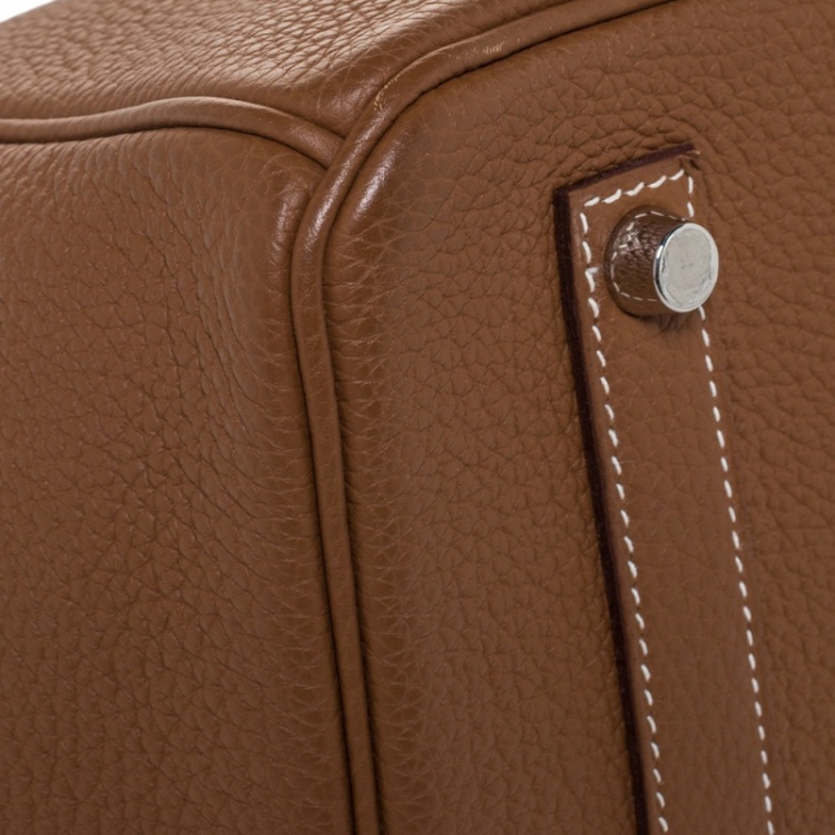 Pre Owned Hermes Gold Togo Leather Palladium Hardware Birkin 35 Bag