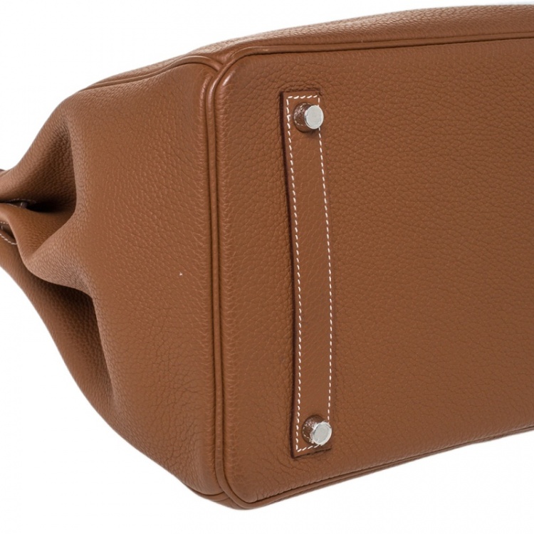 Pre Owned Hermes Gold Togo Leather Palladium Hardware Birkin 35 Bag