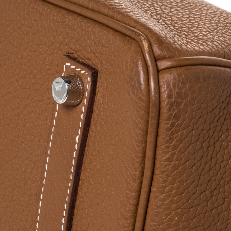 Pre Owned Hermes Gold Togo Leather Palladium Hardware Birkin 35 Bag