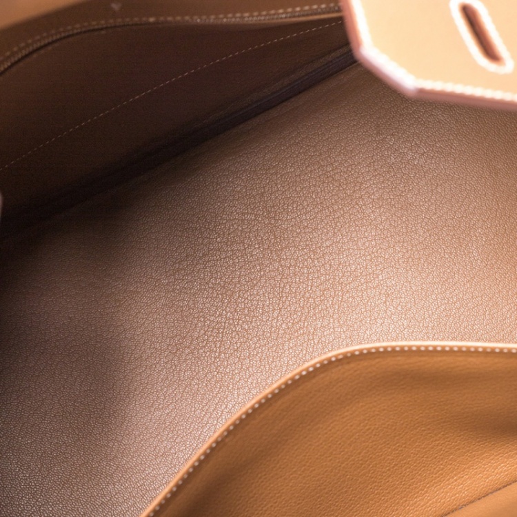 Pre Owned Hermes Gold Togo Leather Palladium Hardware Birkin 35 Bag