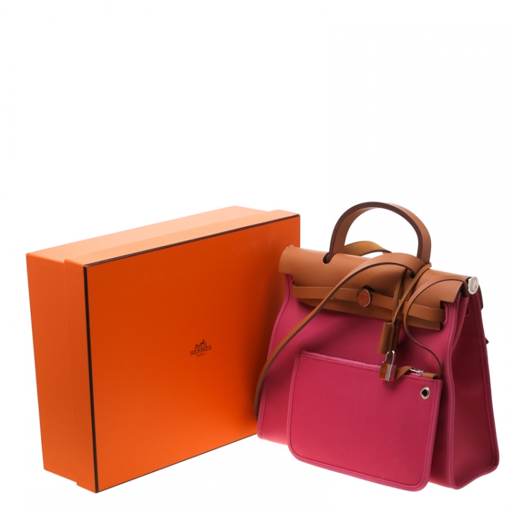 Pre Owned Hermes Bougainvillea Canvas and Leather Herbag Zip 31 Bag