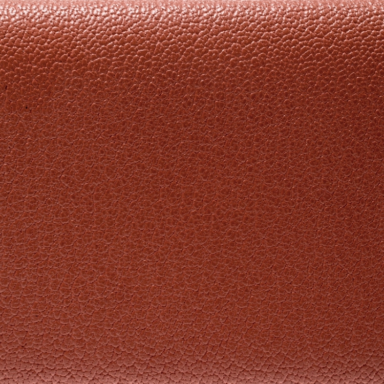 Pre Owned Hermes Chevre Mysore Rose Tea  Leather Calvi Card Holder