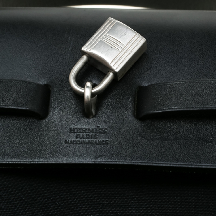Pre Owned Hermes Black Canvas and Leather 2in1 Herbag Zip 39 Bag