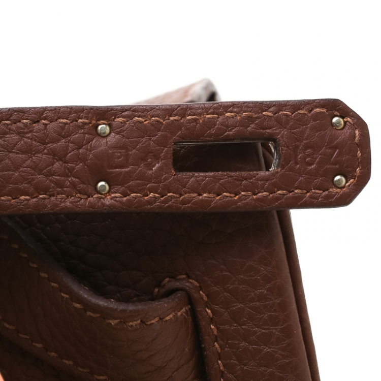 Pre Owned Hermes Brown India Clemence Leather Palladium Hardware Birkin 35 Bag