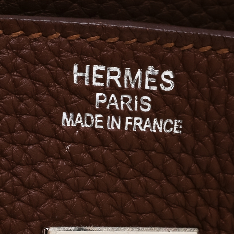 Pre Owned Hermes Brown India Clemence Leather Palladium Hardware Birkin 35 Bag