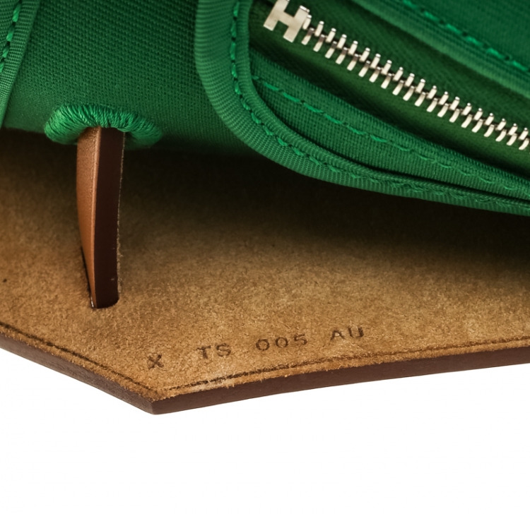 Pre Owned Hermes Green/Brown Canvas and Leather Herbag Zip 31 Bag