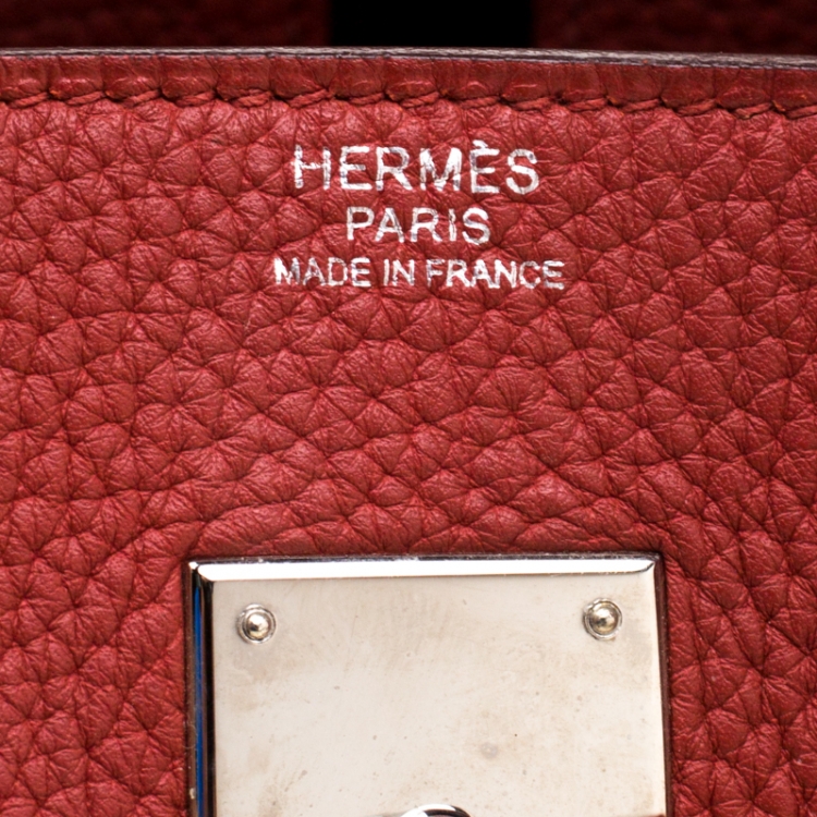 Pre Owned Hermes Rouge Grenat Togo Leather Palladium Hardware Birkin 30 Bag