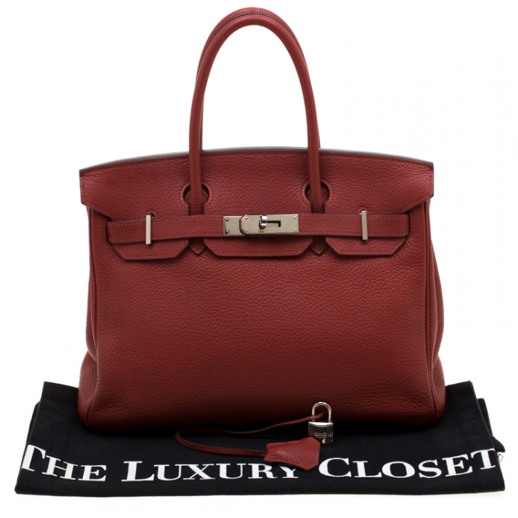 Pre Owned Hermes Rouge Grenat Togo Leather Palladium Hardware Birkin 30 Bag