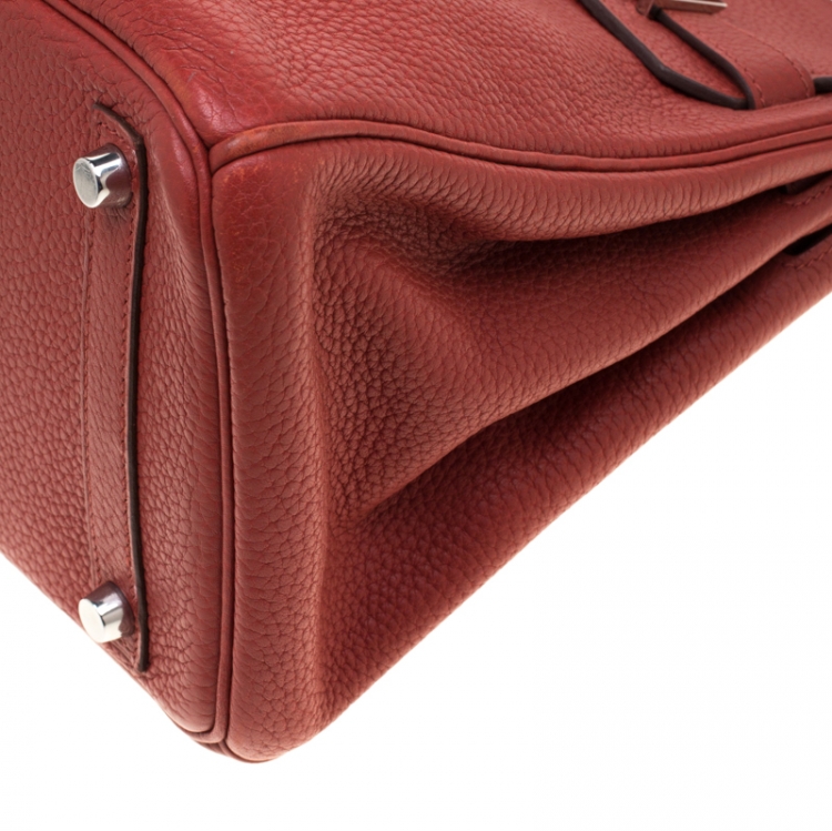 Pre Owned Hermes Rouge Grenat Togo Leather Palladium Hardware Birkin 30 Bag