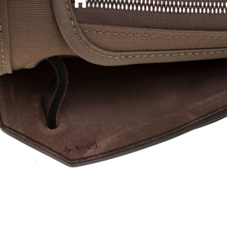 Pre Owned Hermes Dark Taupe/Dark Brown Fabric and Leather Herbag Zip 31 Bag
