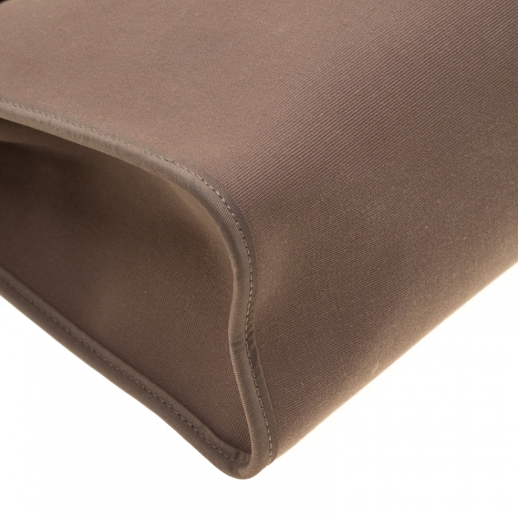 Pre Owned Hermes Dark Taupe/Dark Brown Fabric and Leather Herbag Zip 31 Bag