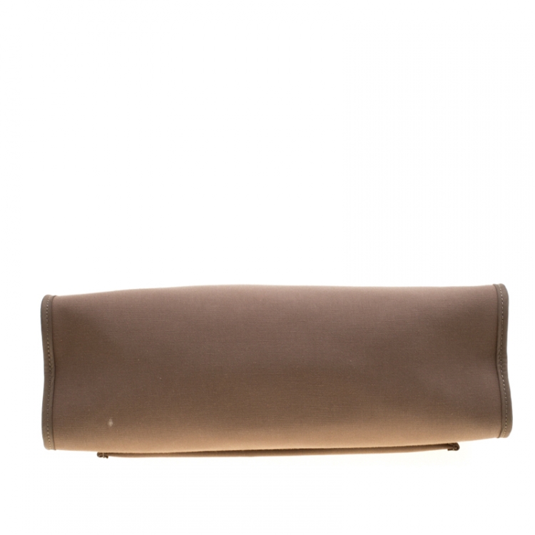 Pre Owned Hermes Dark Taupe/Dark Brown Fabric and Leather Herbag Zip 31 Bag