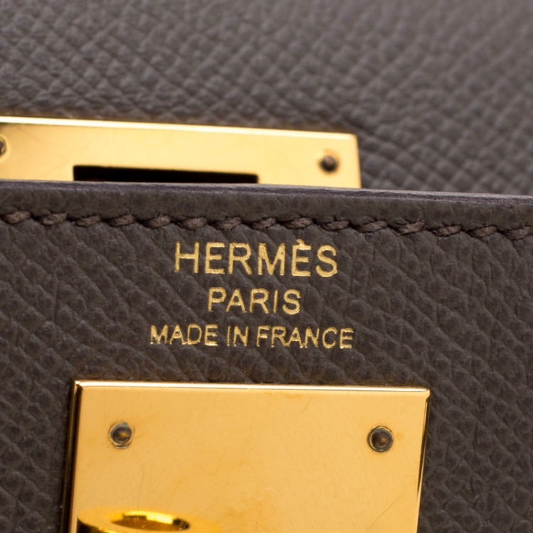 مملوكة مسبقًا Hermes Etain Epsom Leather Gold Hardware Kelly Sellier 28 Bag