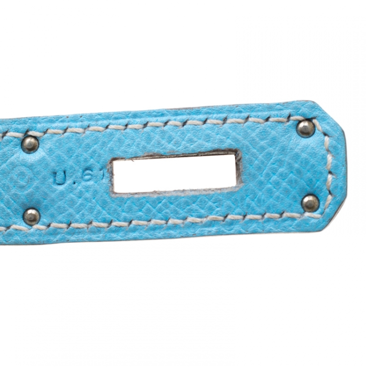 Pre Owned Hermes Celeste Epsom Leather Palladium Hardware Birkin 35 Bag