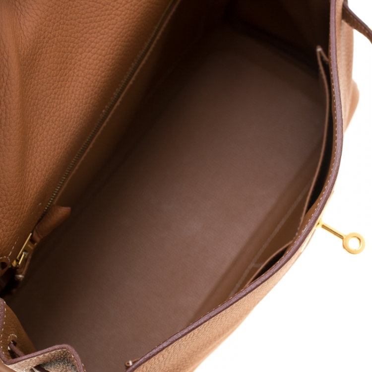 Pre Owned Hermes Caramel Clemence Leather Gold Hardware Kelly Retourne 32 Bag