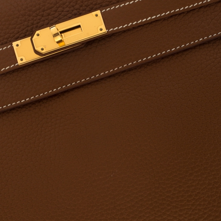 Pre Owned Hermes Caramel Clemence Leather Gold Hardware Kelly Retourne 32 Bag