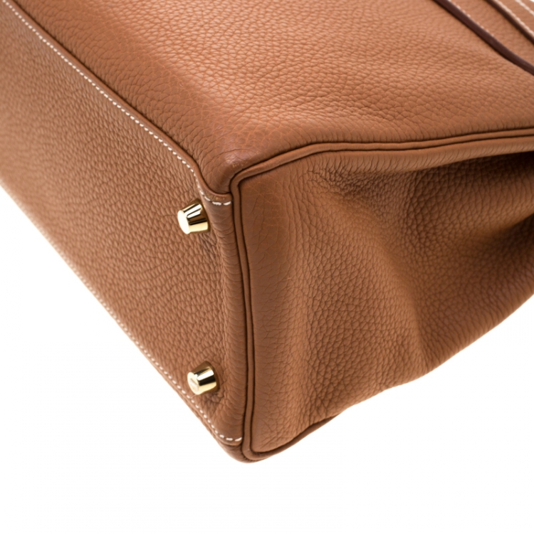 Pre Owned Hermes Caramel Clemence Leather Gold Hardware Kelly Retourne 32 Bag