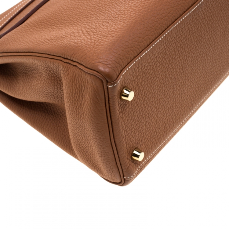 Pre Owned Hermes Caramel Clemence Leather Gold Hardware Kelly Retourne 32 Bag