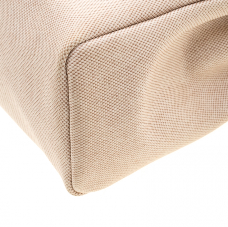 Pre Owned Hermes Beige/Tan Canvas and Leather Herbag Zip 31 Bag