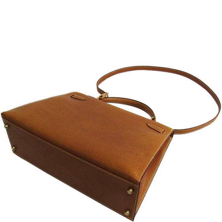 Pre Owned Hermes Saffron Leather Gold Hardware Kelly Retourne 32 Bag