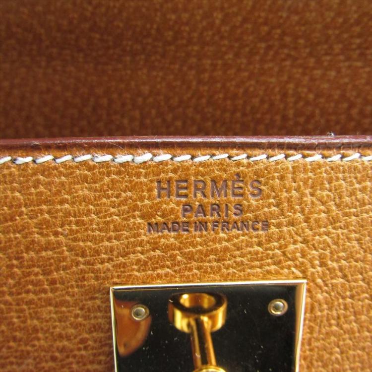 Pre Owned Hermes Saffron Leather Gold Hardware Kelly Retourne 32 Bag