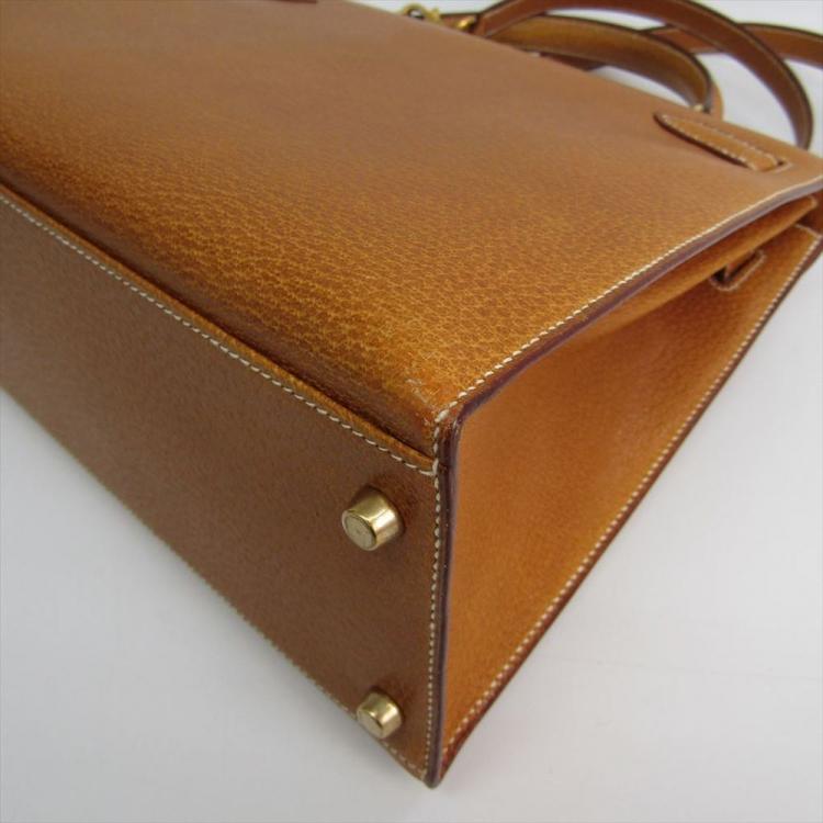 Pre Owned Hermes Saffron Leather Gold Hardware Kelly Retourne 32 Bag