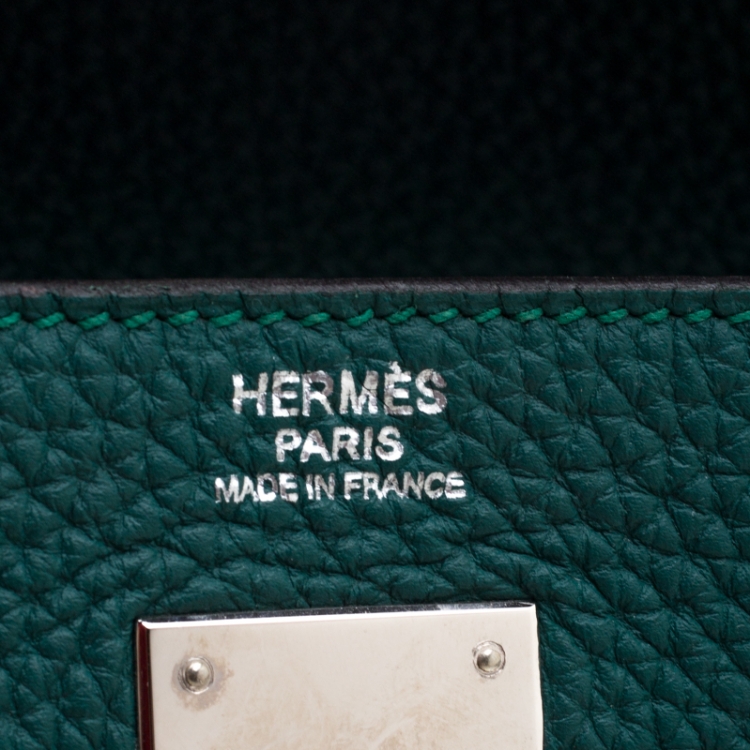 Pre Owned Hermes Vert Vertigo Togo Leather Palladium Hardware Kelly Retourne 32 Bag