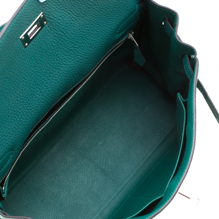 Pre Owned Hermes Vert Vertigo Togo Leather Palladium Hardware Kelly Retourne 32 Bag