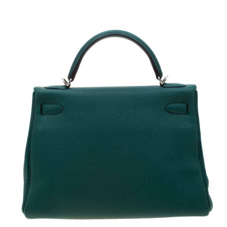Pre Owned Hermes Vert Vertigo Togo Leather Palladium Hardware Kelly Retourne 32 Bag