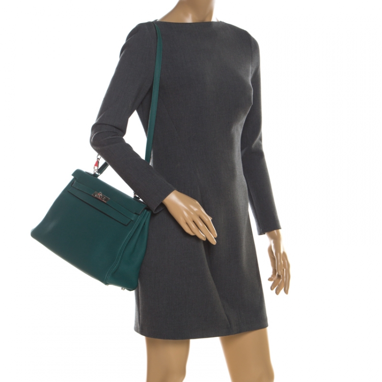 Pre Owned Hermes Vert Vertigo Togo Leather Palladium Hardware Kelly Retourne 32 Bag