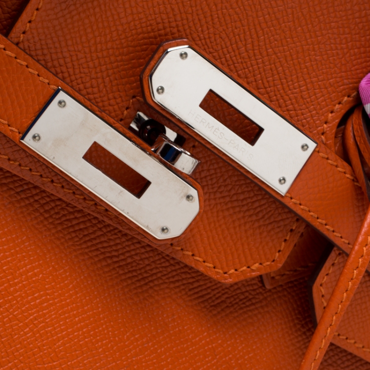 Pre Owned Hermes Feu Epsom Leather Palladium Hardware Birkin 30 Bag