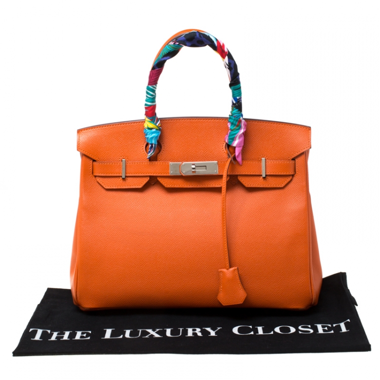 Pre Owned Hermes Feu Epsom Leather Palladium Hardware Birkin 30 Bag