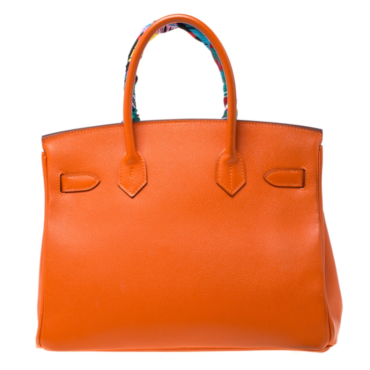 Pre Owned Hermes Feu Epsom Leather Palladium Hardware Birkin 30 Bag