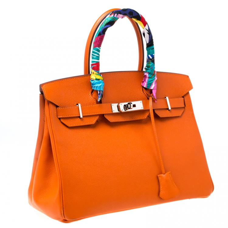 Pre Owned Hermes Feu Epsom Leather Palladium Hardware Birkin 30 Bag