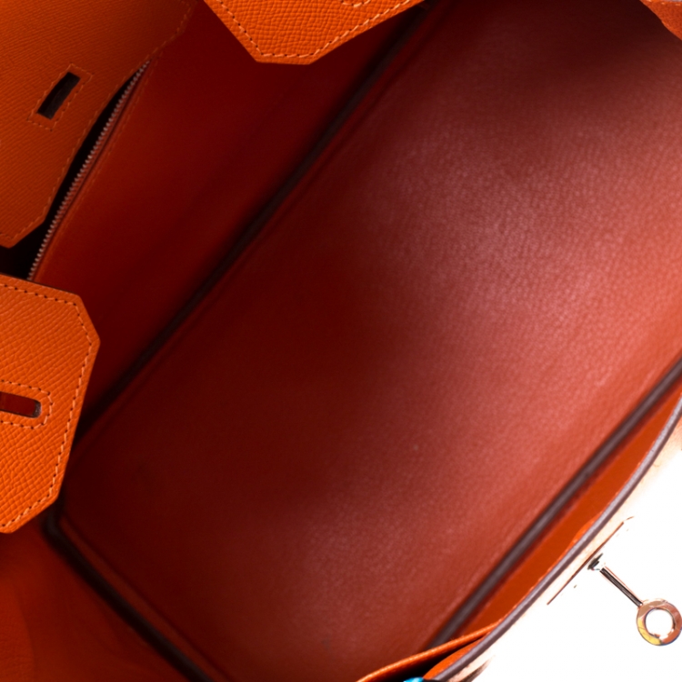 Pre Owned Hermes Feu Epsom Leather Palladium Hardware Birkin 30 Bag