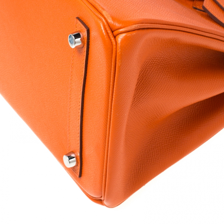 Pre Owned Hermes Feu Epsom Leather Palladium Hardware Birkin 30 Bag