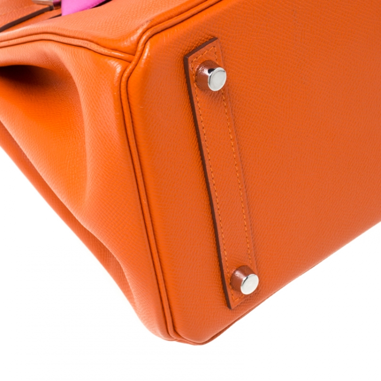 Pre Owned Hermes Feu Epsom Leather Palladium Hardware Birkin 30 Bag