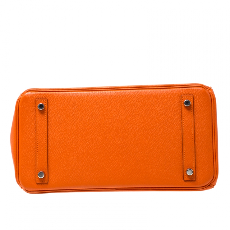 Pre Owned Hermes Feu Epsom Leather Palladium Hardware Birkin 30 Bag