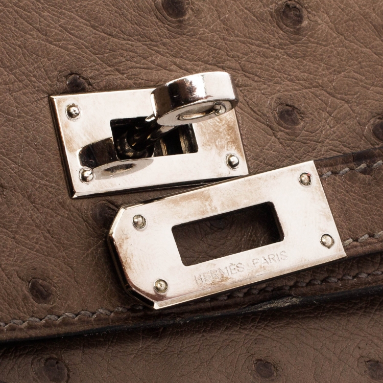 Pre Owned Hermes Vert Veronese Ostrich Leather Long Kelly Wallet