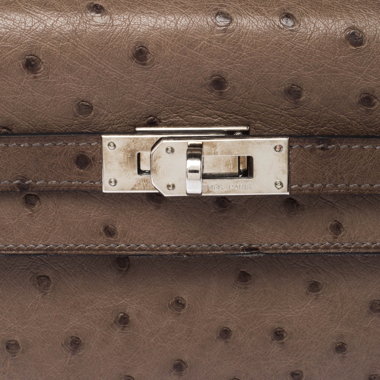 Pre Owned Hermes Vert Veronese Ostrich Leather Long Kelly Wallet