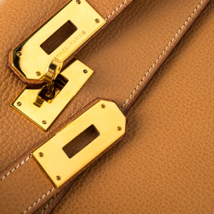 Pre Owned Hermes Natural Sable Vache Liegee Leather Gold Hardware Kelly Sellier 40 Bag