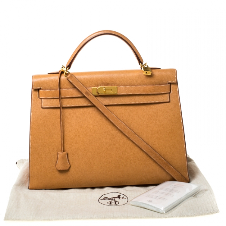 Pre Owned Hermes Natural Sable Vache Liegee Leather Gold Hardware Kelly Sellier 40 Bag